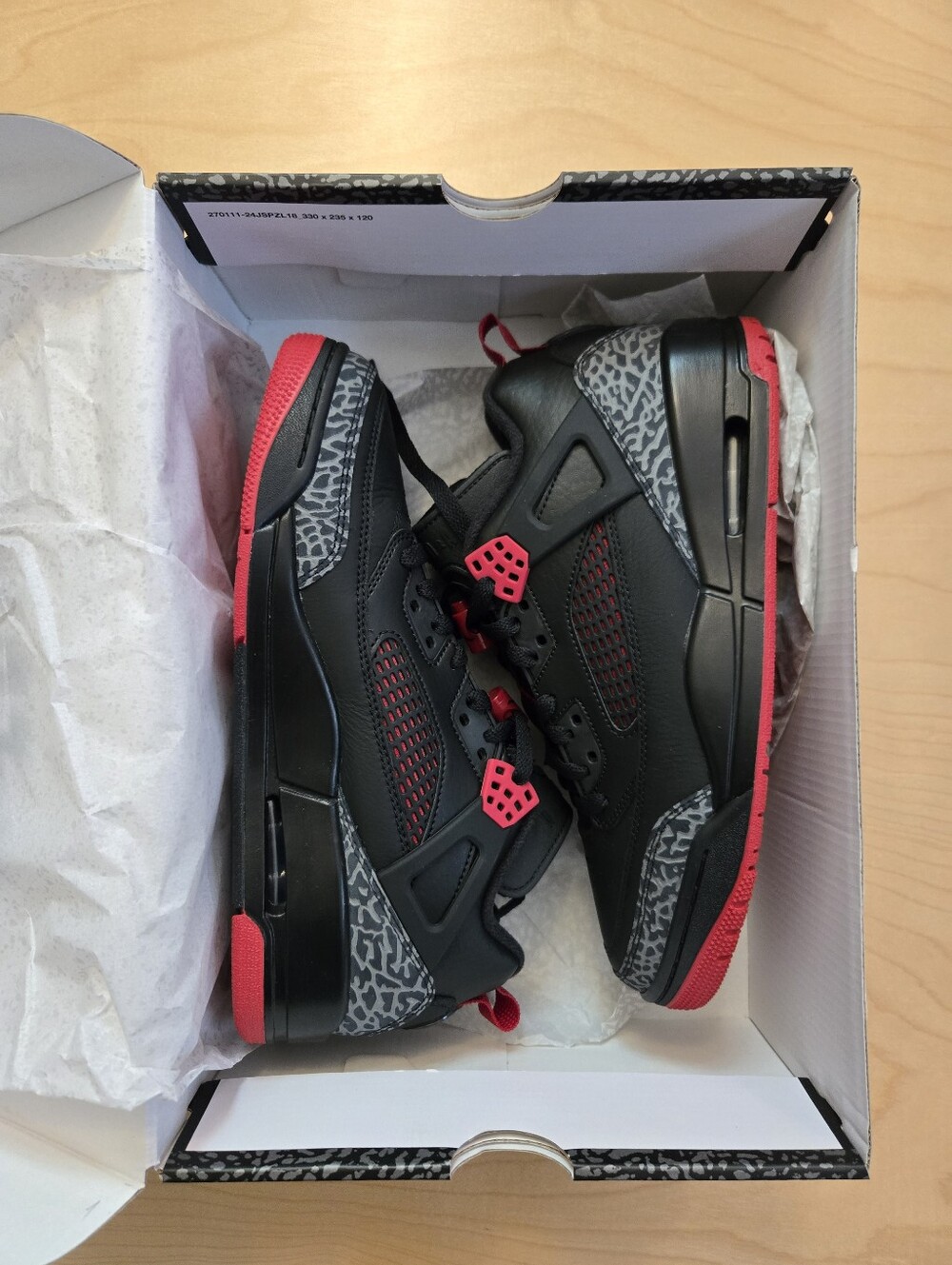 Nike Jordan Spizike Low Black, Gym Red, Cool Grey Size 8